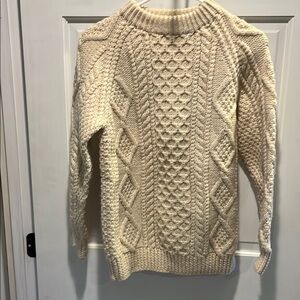 Cream wool Cable Knit Sweater